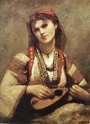 Corot Camille Christine Nilson or Bohemia with Mandolin oil painting reproduction